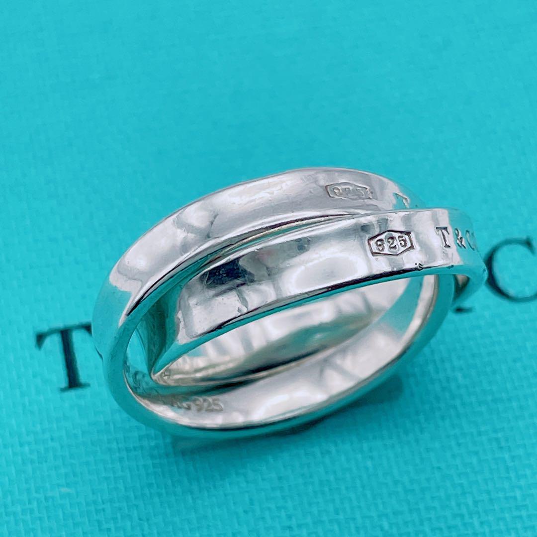 【最終値下げ】ティファニー ダブル ナロー インターロッキング リング 2連 Tiffany & Co. ダブルリング ナロー インターロッキング 8号