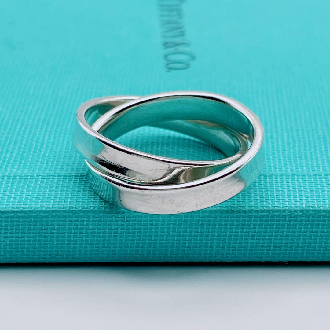 【最終値下げ】ティファニー ダブル ナロー インターロッキング リング 2連 Tiffany & Co. ダブルリング ナロー インターロッキング 8号