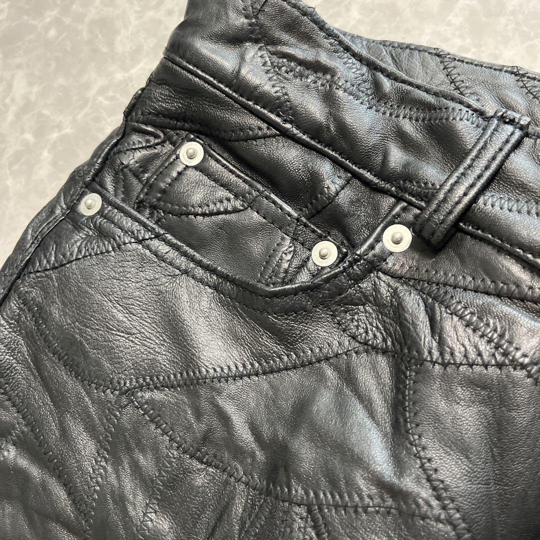 cmmn swdn コモンスウェーデン　レザー切り替えパンツ　パッチワーク