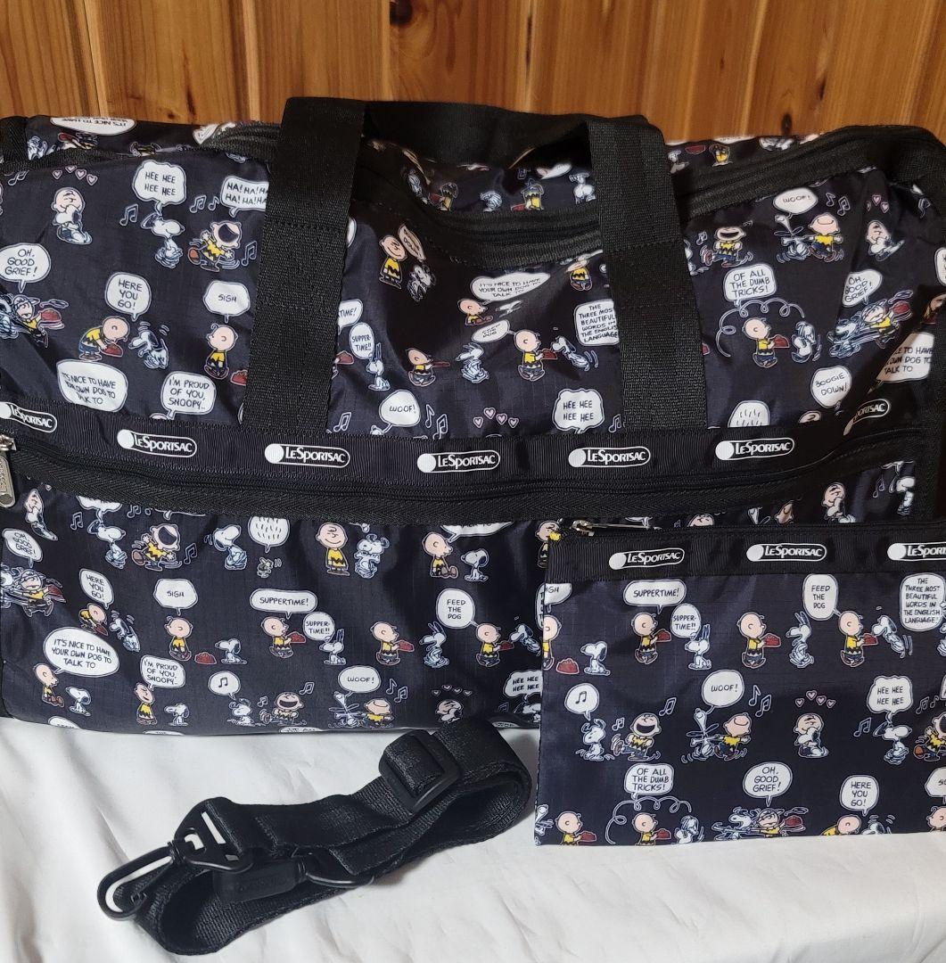 レスポートサック　SNOOPY　スヌーピー　ボストンバッグ　ピーナッツ　ブラック