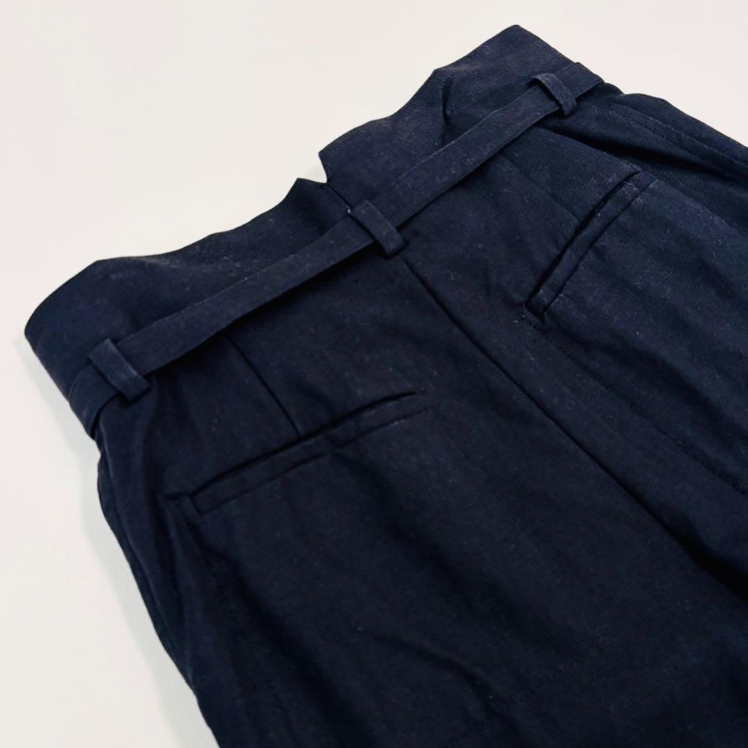 ebure/エブール リネンパンツ 麻100 ブラック 黒 ベルト付き ebure/エブール リネンパンツ 麻100 ブラック 黒 ベルト付き