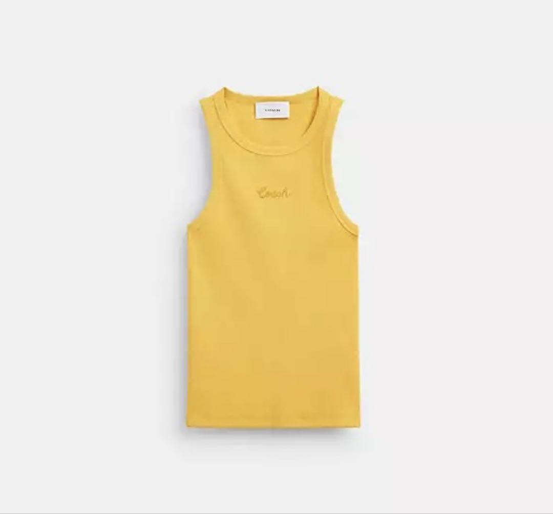 未使用品•COACHコーチリブド シグネチャー タンク トップ