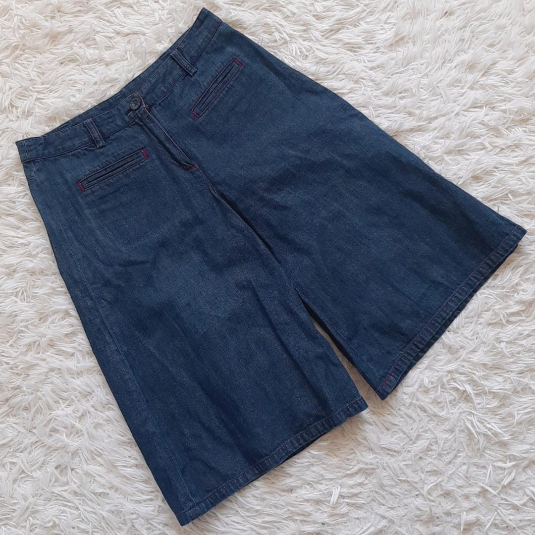 『AIGLE』 エーグル (M) デニムキュロットパンツ カジュアル 赤ステッチ