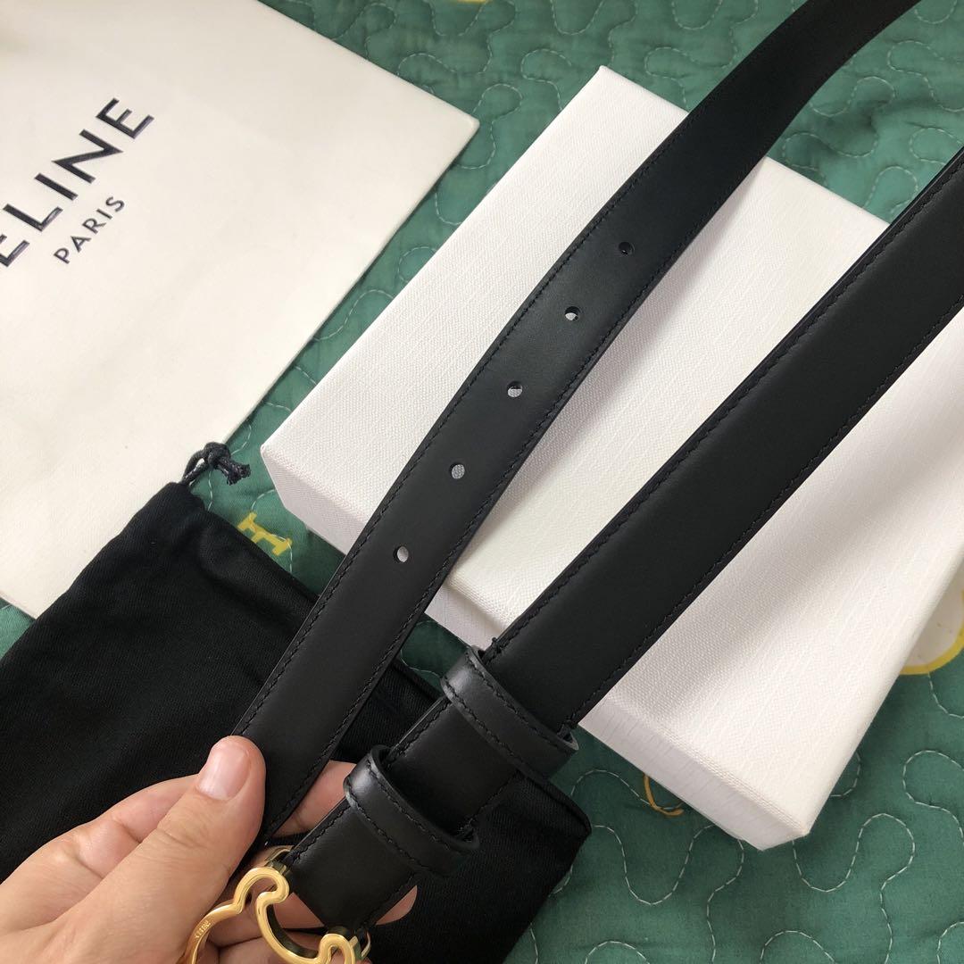 CELINE 黒 ベルト ゴールドバックル