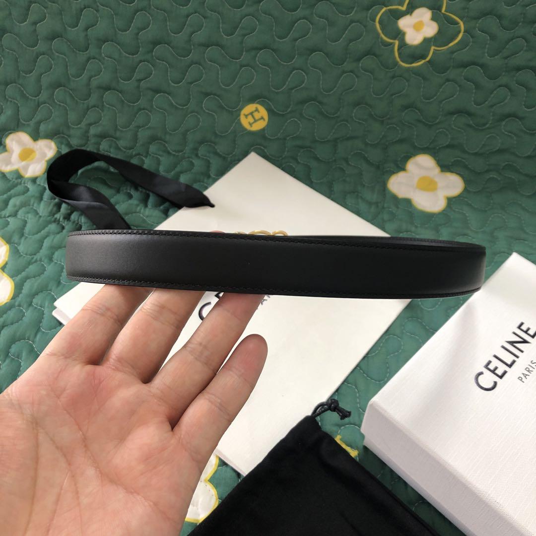 CELINE 黒 ベルト ゴールドバックル