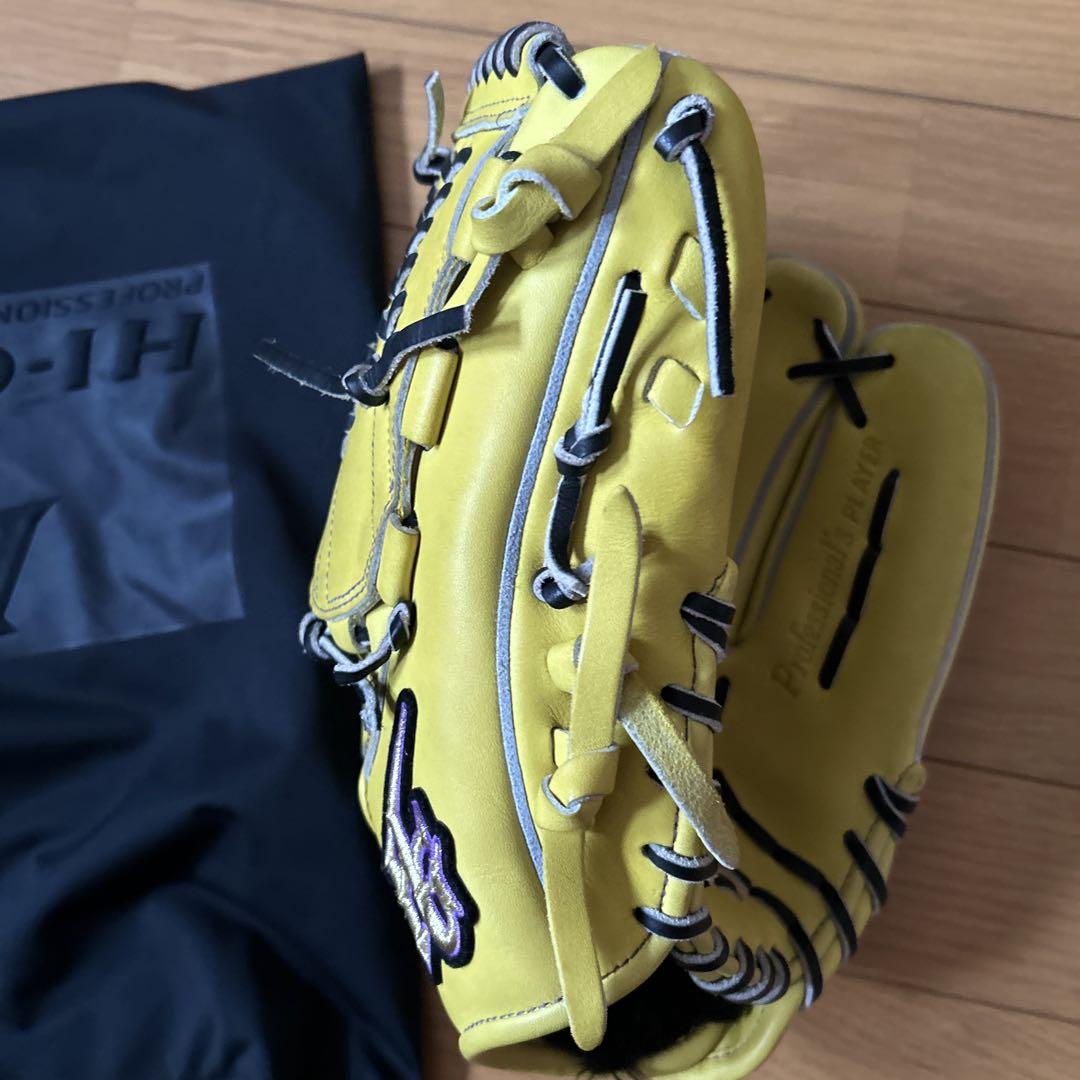 ハイゴールド 軟式グローブ KKG5301心極 ナチュラルイエロー 投手用 中古