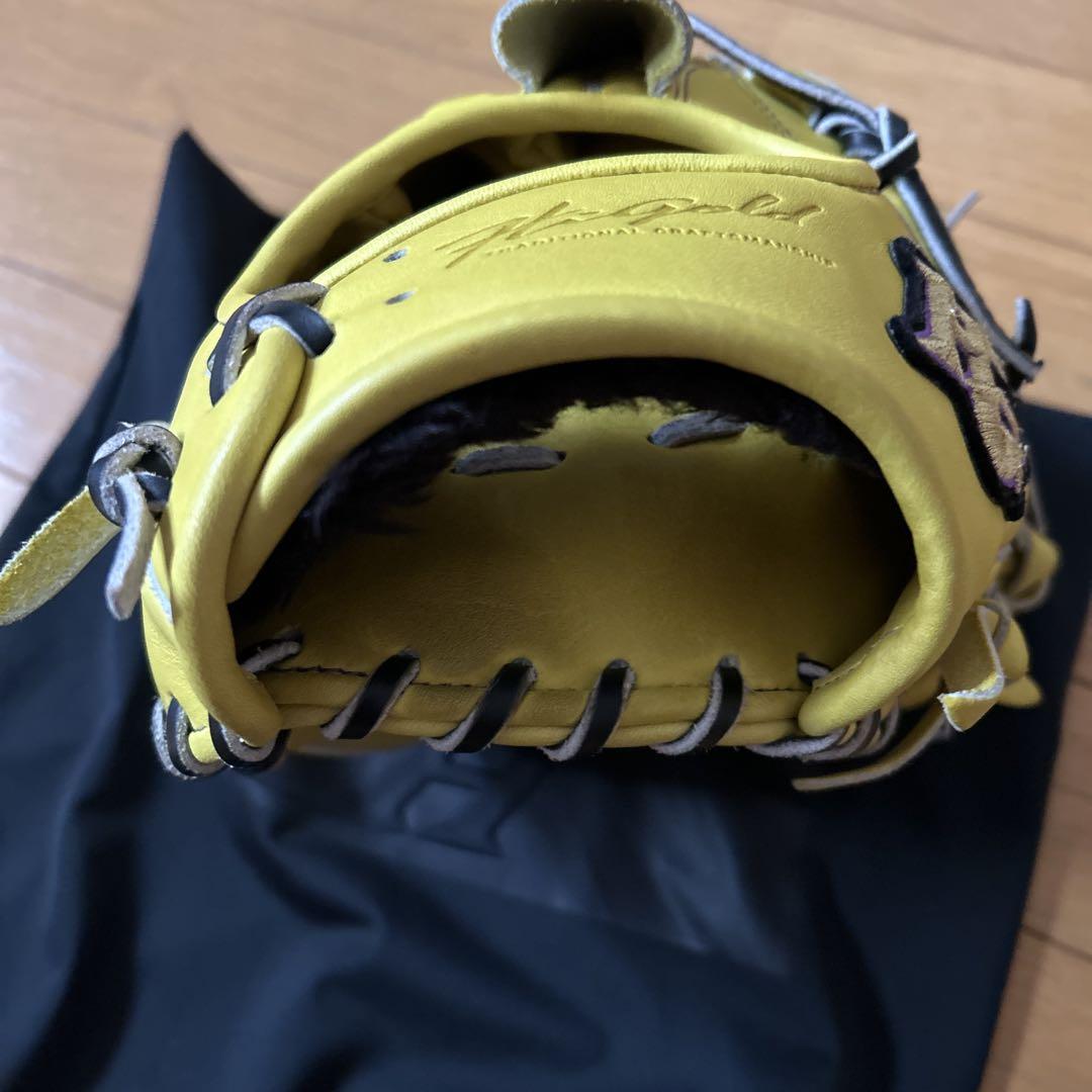 ハイゴールド 軟式グローブ KKG5301心極 ナチュラルイエロー 投手用 中古