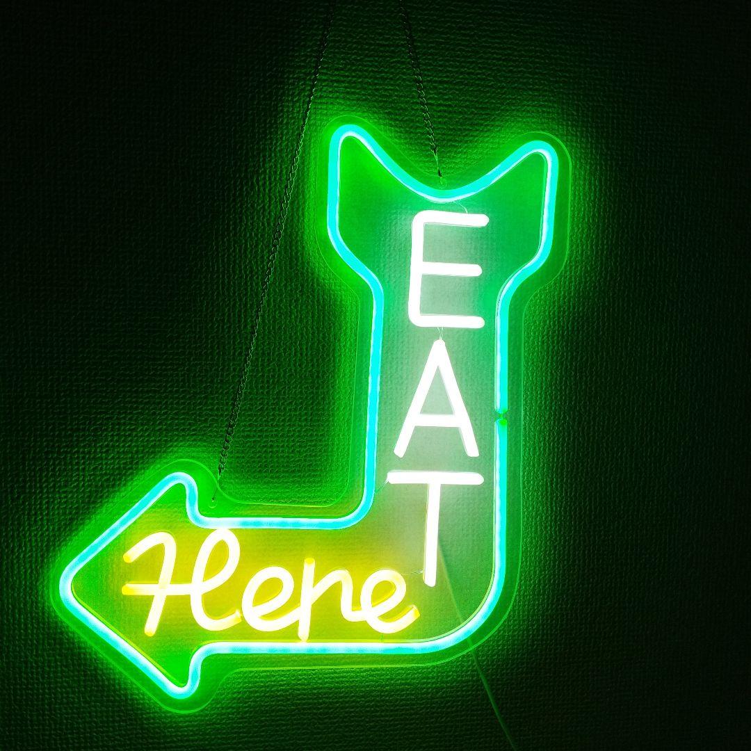 お値下げ　EAT Here ネオン看板 USB接続 矢印型