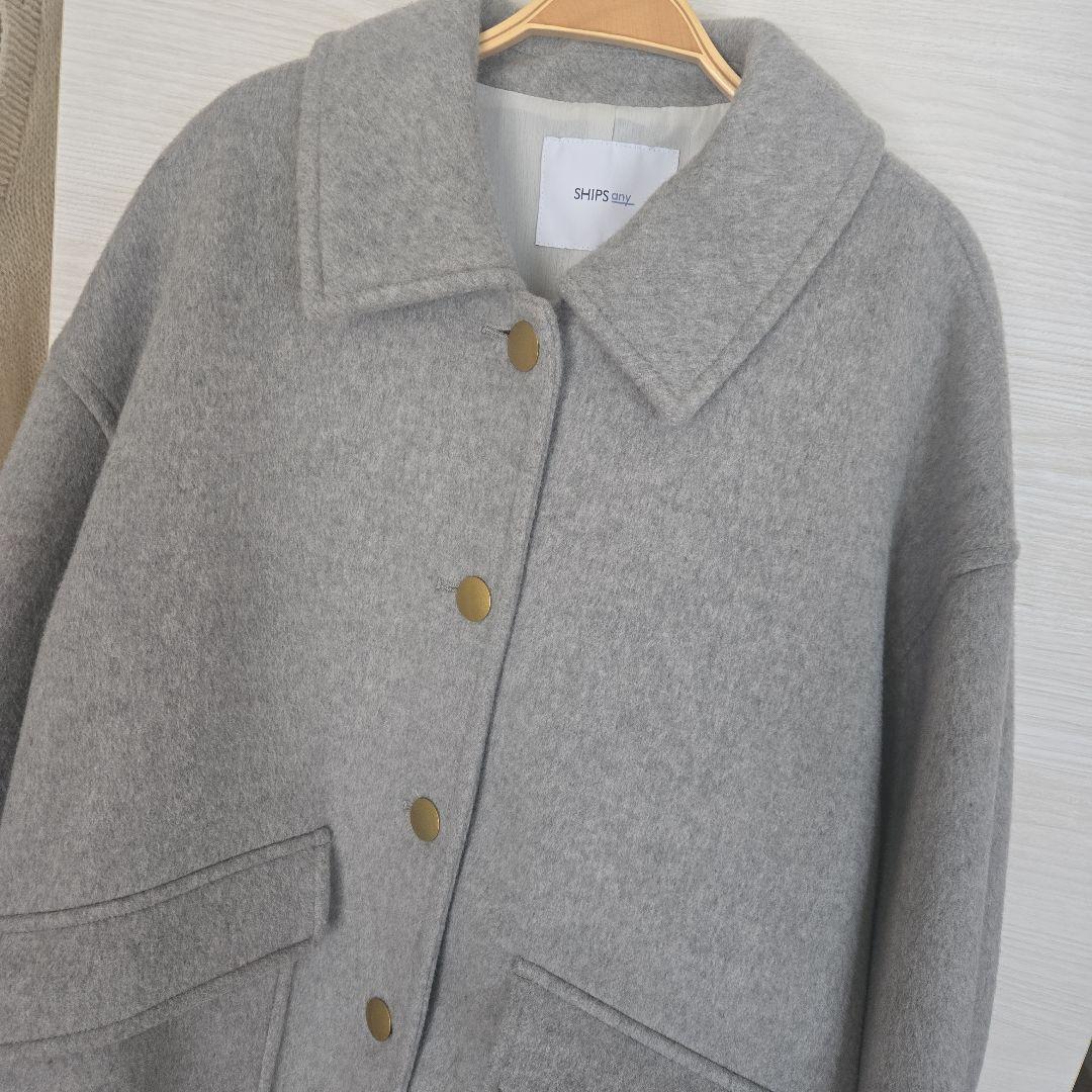 【美品】SHIPS anyノンミュールジングウールステンカラーコート 【美品】SHIPS anyノンミュールジングウールステンカラーコート