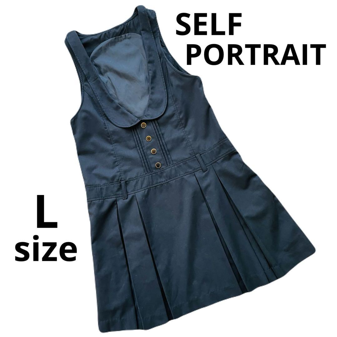 self-portrait ノースリーブミニワンピース SELFPORTRAIT☆襟付き ノースリーブ プリーツ ワンピース