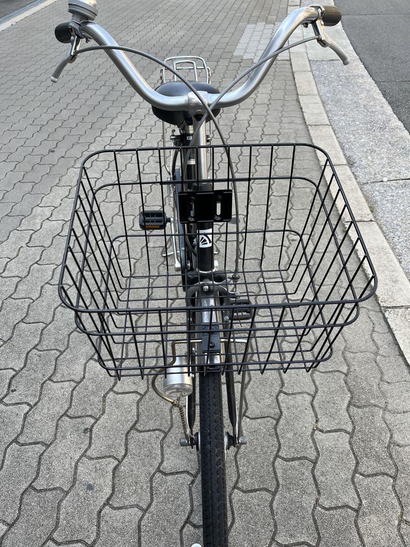 【大阪限定・整備済】シティサイクル 黒／タイヤ新品(パンク防止剤入り)・匿名配送