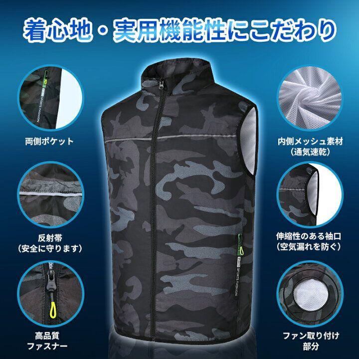 ファン付きベスト 28V超高出力 30000mAhバッテリー付属 ファン2個