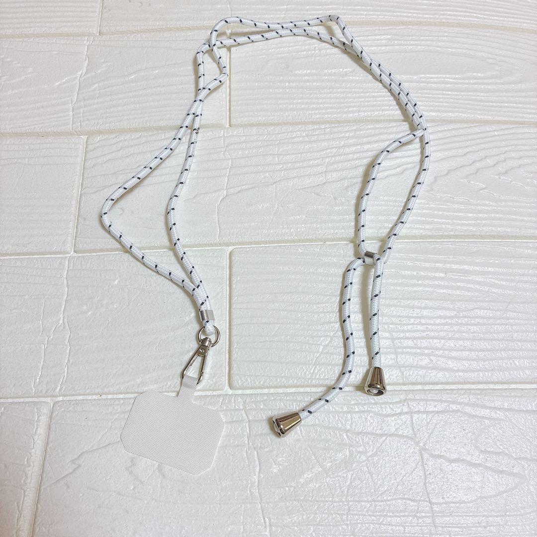 スマホショルダーストラップ 肩掛け ホワイトブラック