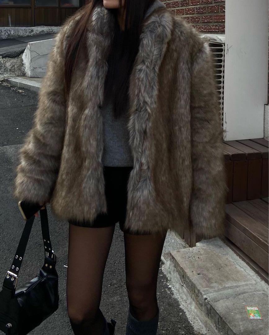 ★~19日セール【 denne 】 high neck fur jacket