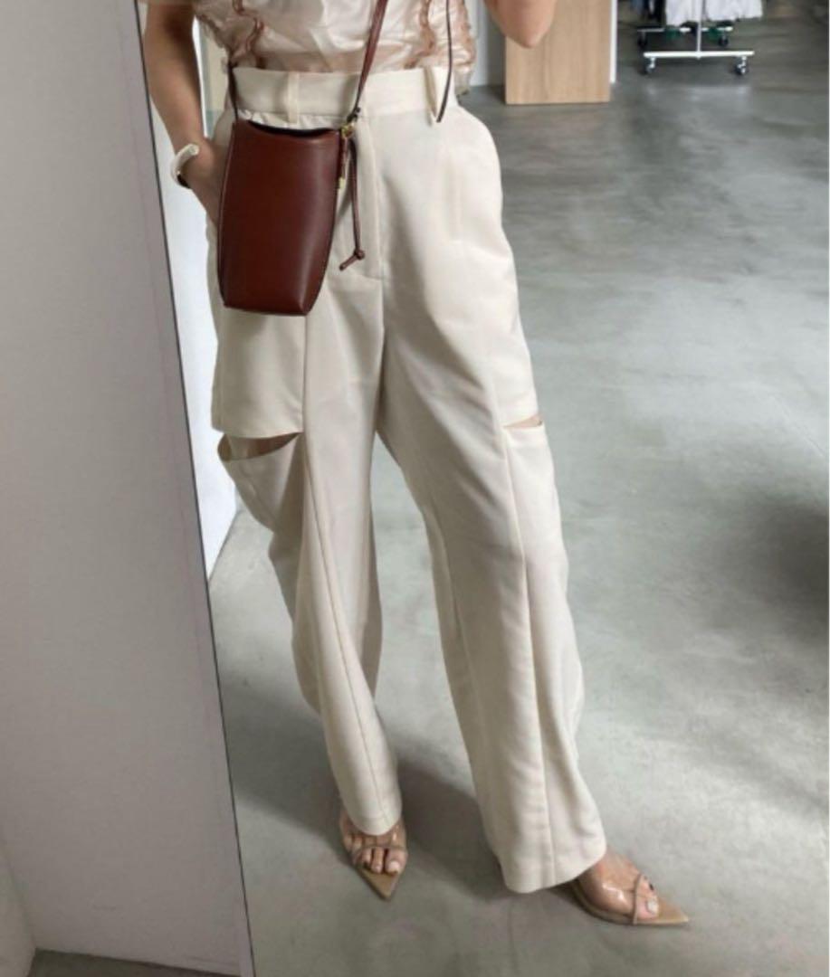 パンツ AMERI CUT OUT STRAIGHT PANTS