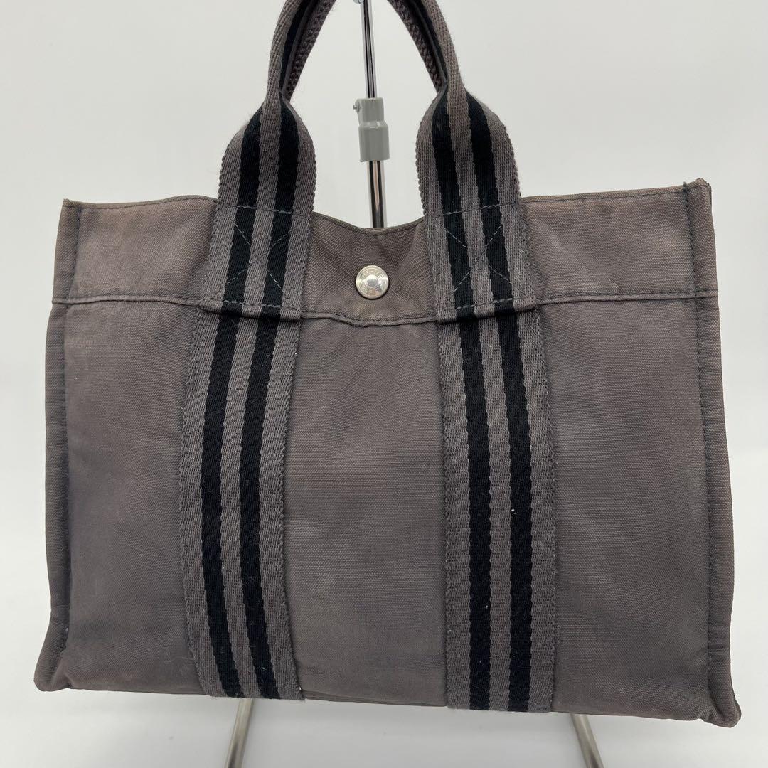 HERMES ハンドバッグ ミニトート 手提げ フールトゥPM ロゴ金具 グレー