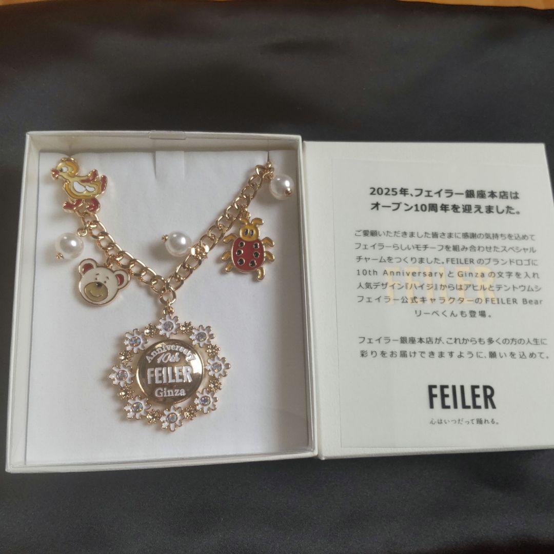 完売FEILER❤️銀座本店10周年チャーム限定新品フェイラーGINZAハンカチ