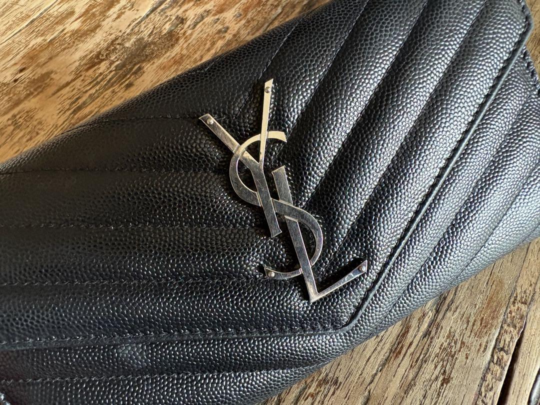YSL サンローラン ブラック 長財布 シルバーロゴ