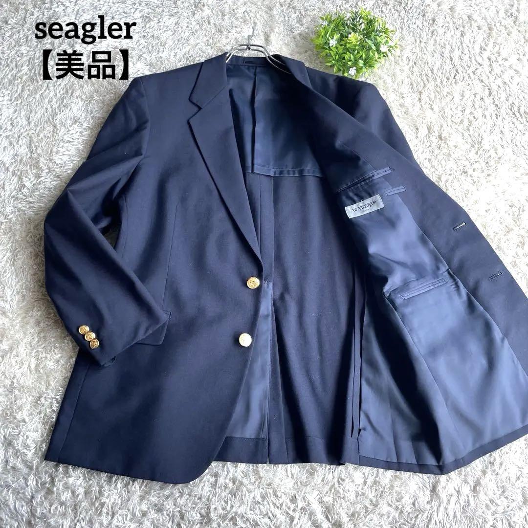 【美品】seagler 紺ブレ　金ボタン　テーラードジャケット　メンズXL相当