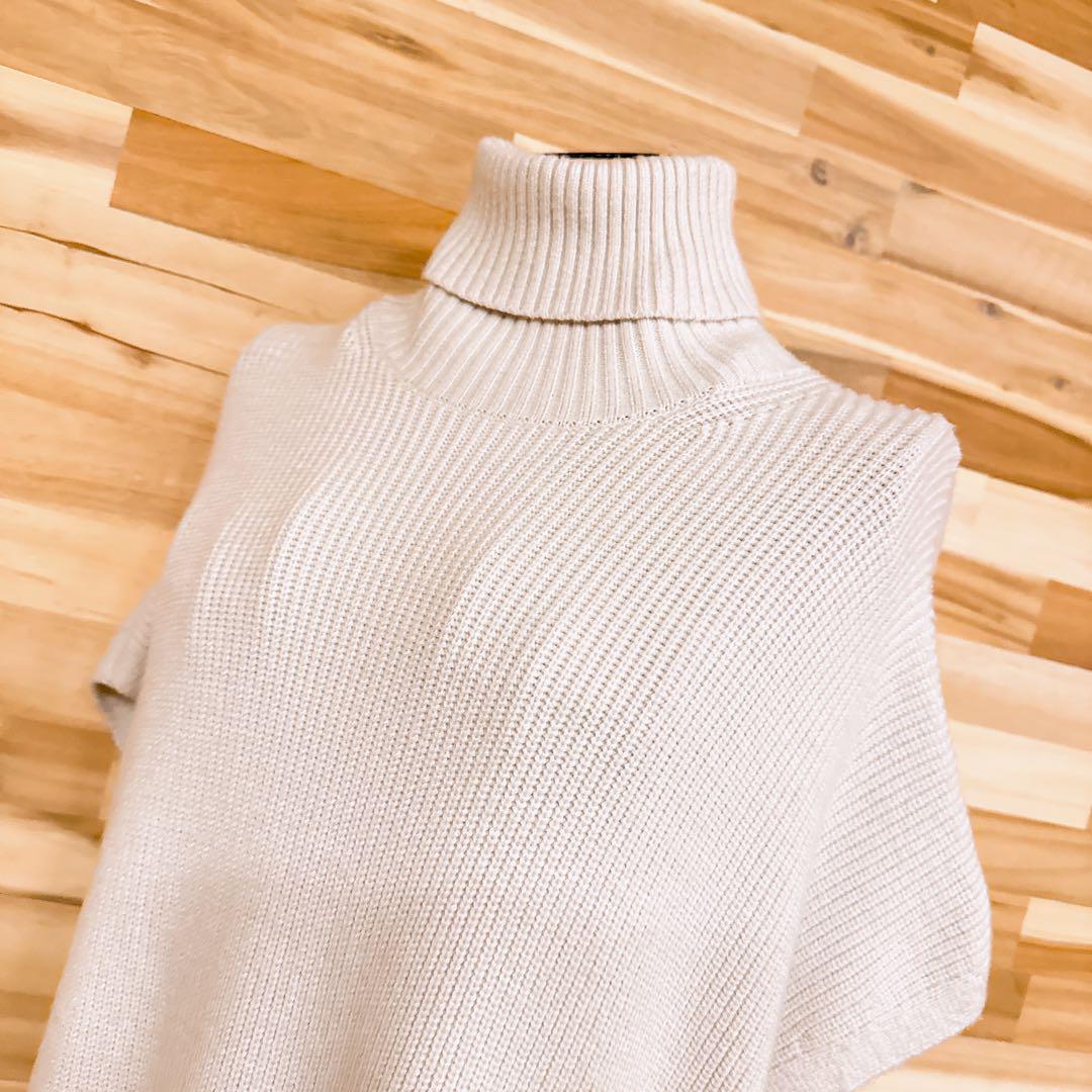 ザラ】ZARA 編み込み ロング ニット ベスト タートルネック M