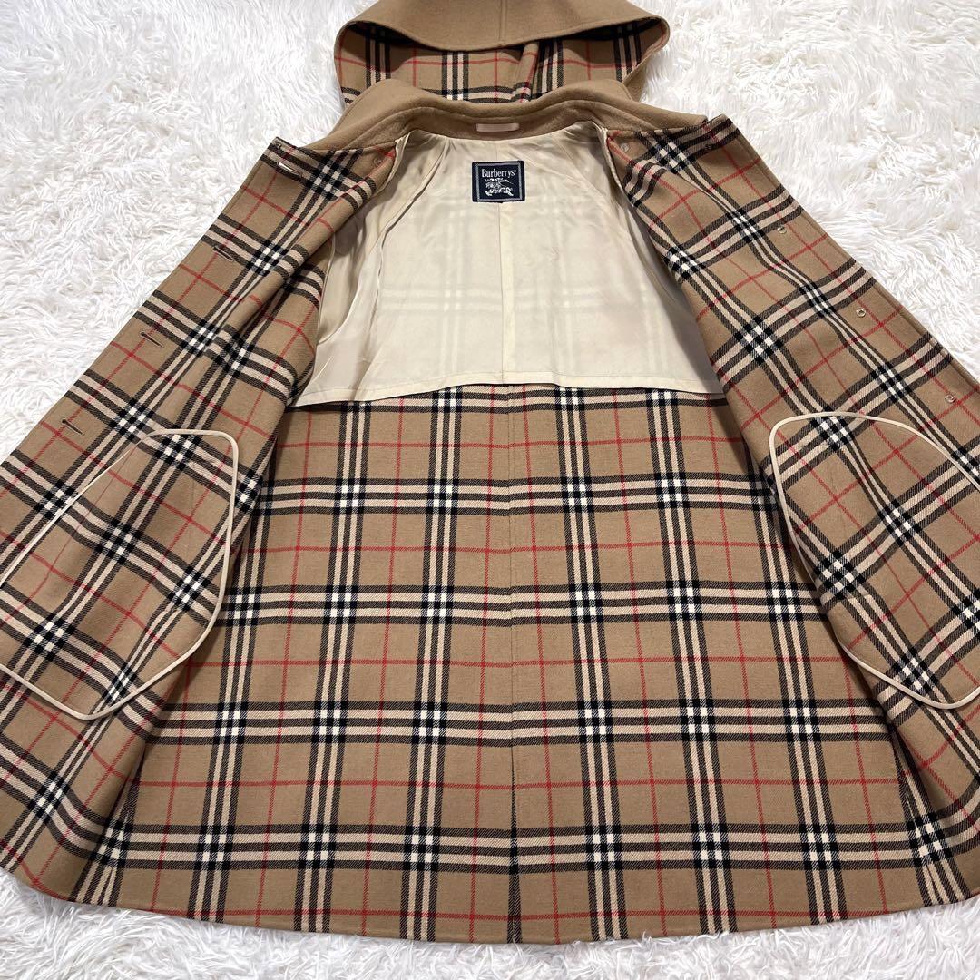 BURBERRYS レアカシミヤ混コート Lノバチェック フード ダブル BURBERRYS レアカシミヤ混コート Lノバチェック フード ダブル