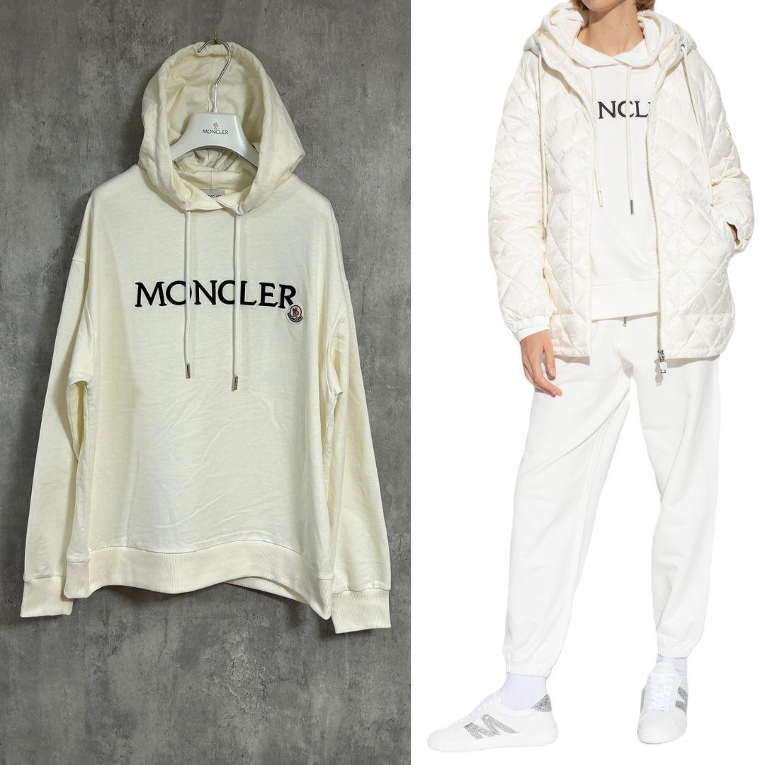 ☆新品未使用☆MONCLER logo patch パーカー L アイボリー色