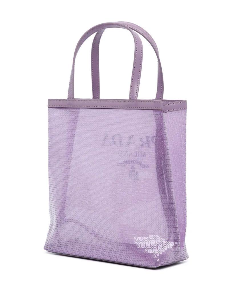 PRADAプラダスパンコールロゴ メッシュトートバッグ箱入り新品