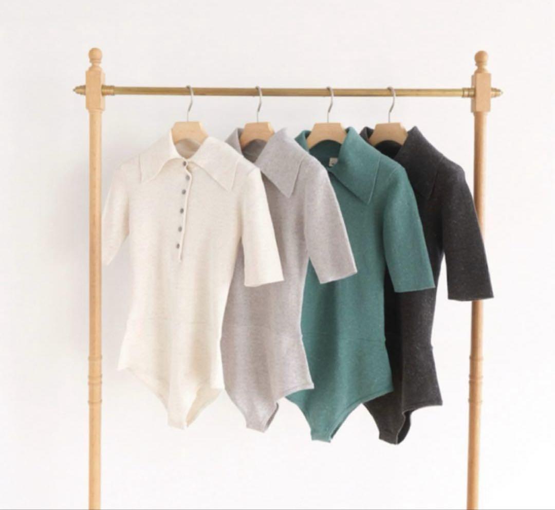 SeaRoomlynnリネンコンビBig collar HALF BODYスーツ