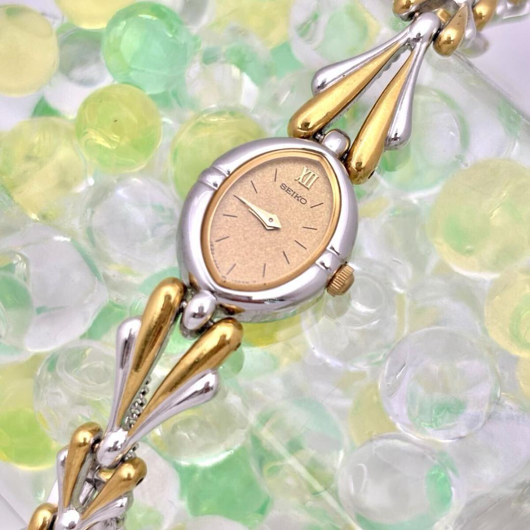 【美品/新品電池】 SEIKO セイコー レディース 腕時計 ドレス オーバル