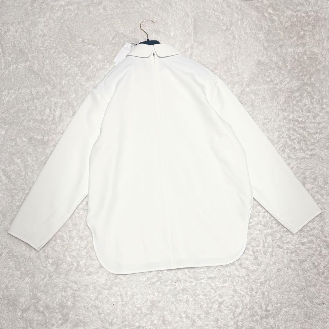 速くおよび自由な 新品未使用タグ付き yori ヨリ ダブルクロス丸襟カラーブラウス シャツ+ブラウス(長袖+七分)