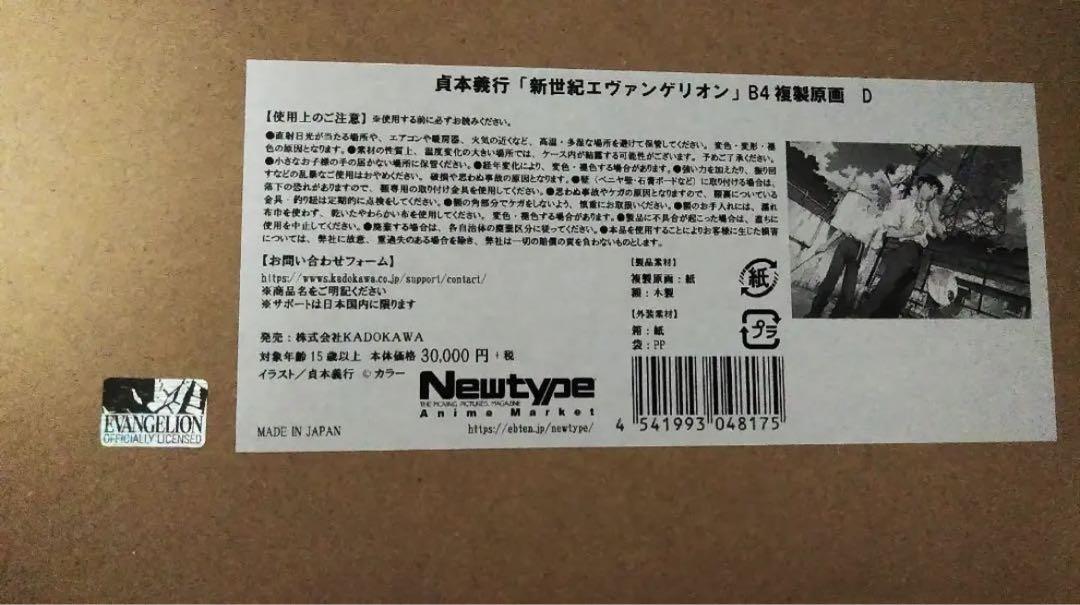 エヴァンゲリオン 貞本義行 限定 B4 複製原画 碇シンジ 渚カヲル
