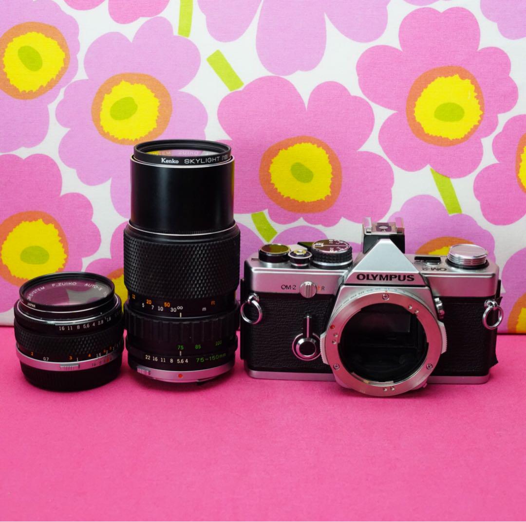 単焦点50mm-望遠レンズ付き オリンパスOM-2
