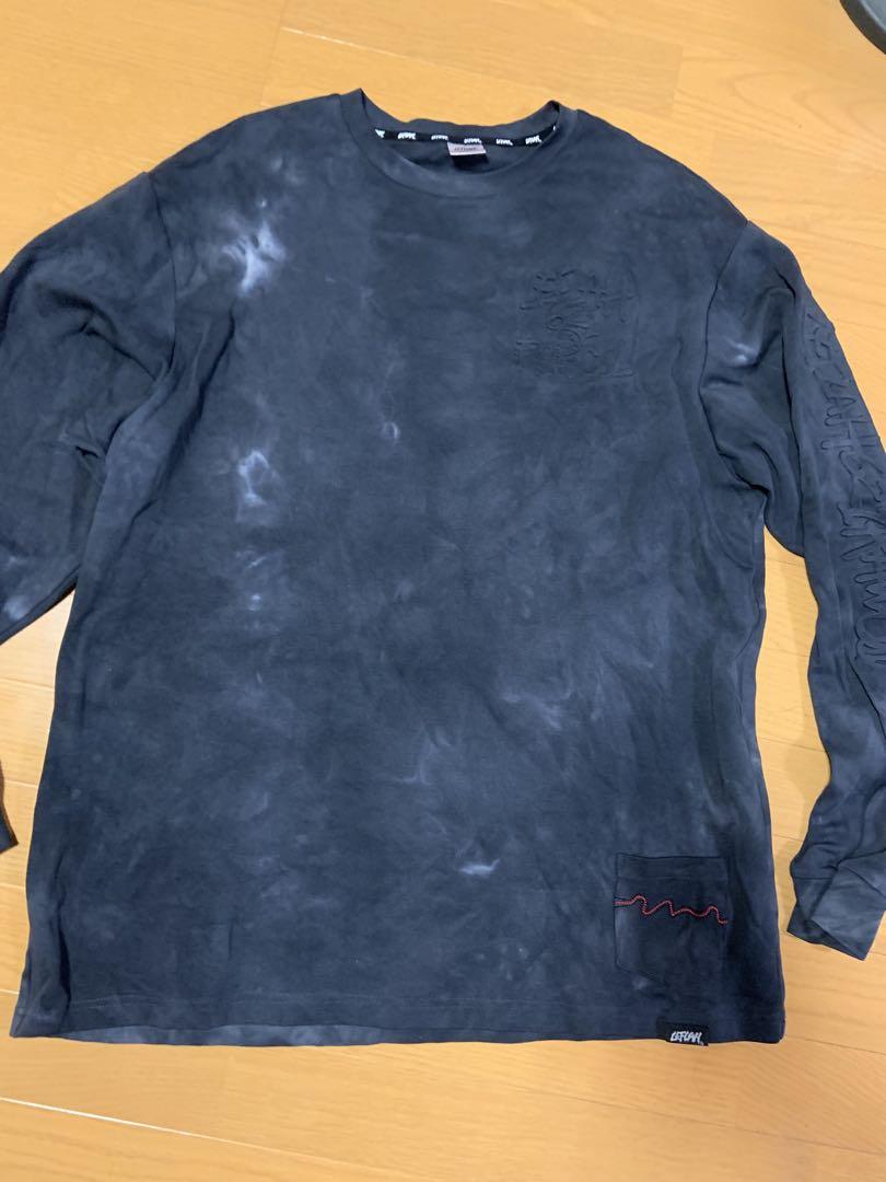 エンボス加工　レフラー　ロンT LEFLAH XXL ブラック　タイダイ　限定品