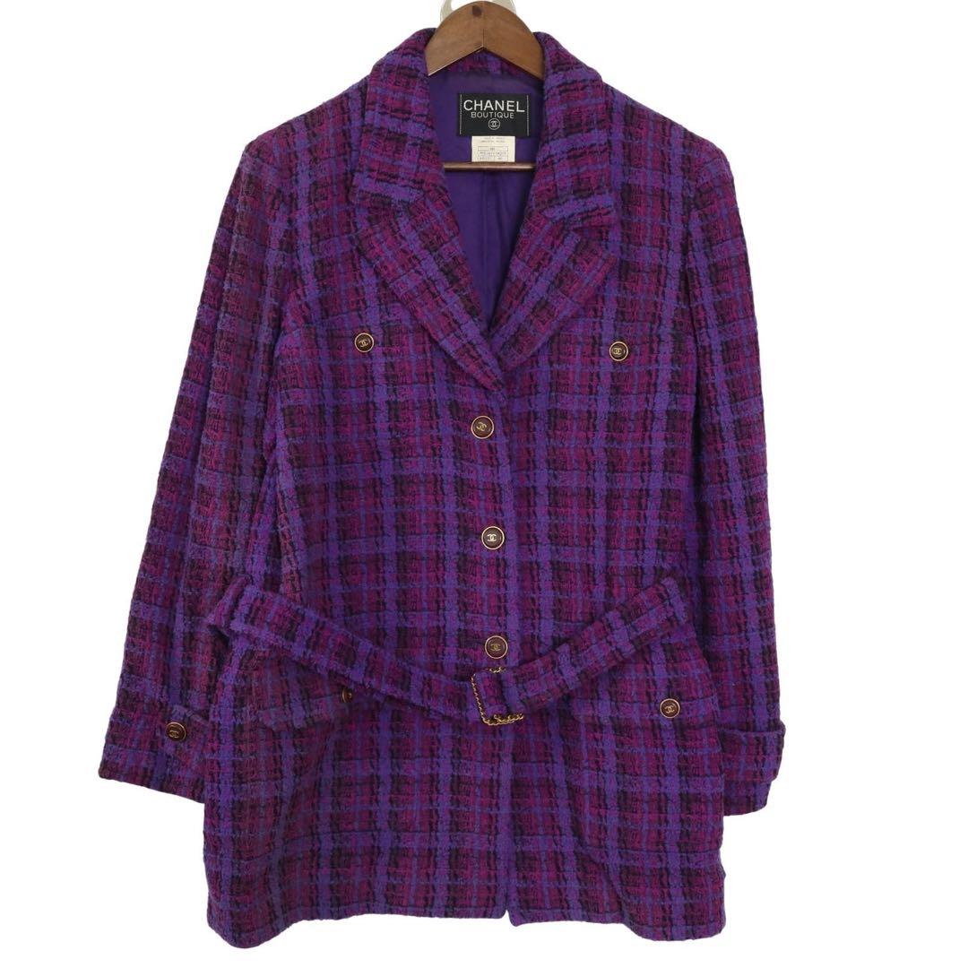 CHANEL シャネル ココマークボタン ツイードコート ヴィンテージL CHANEL