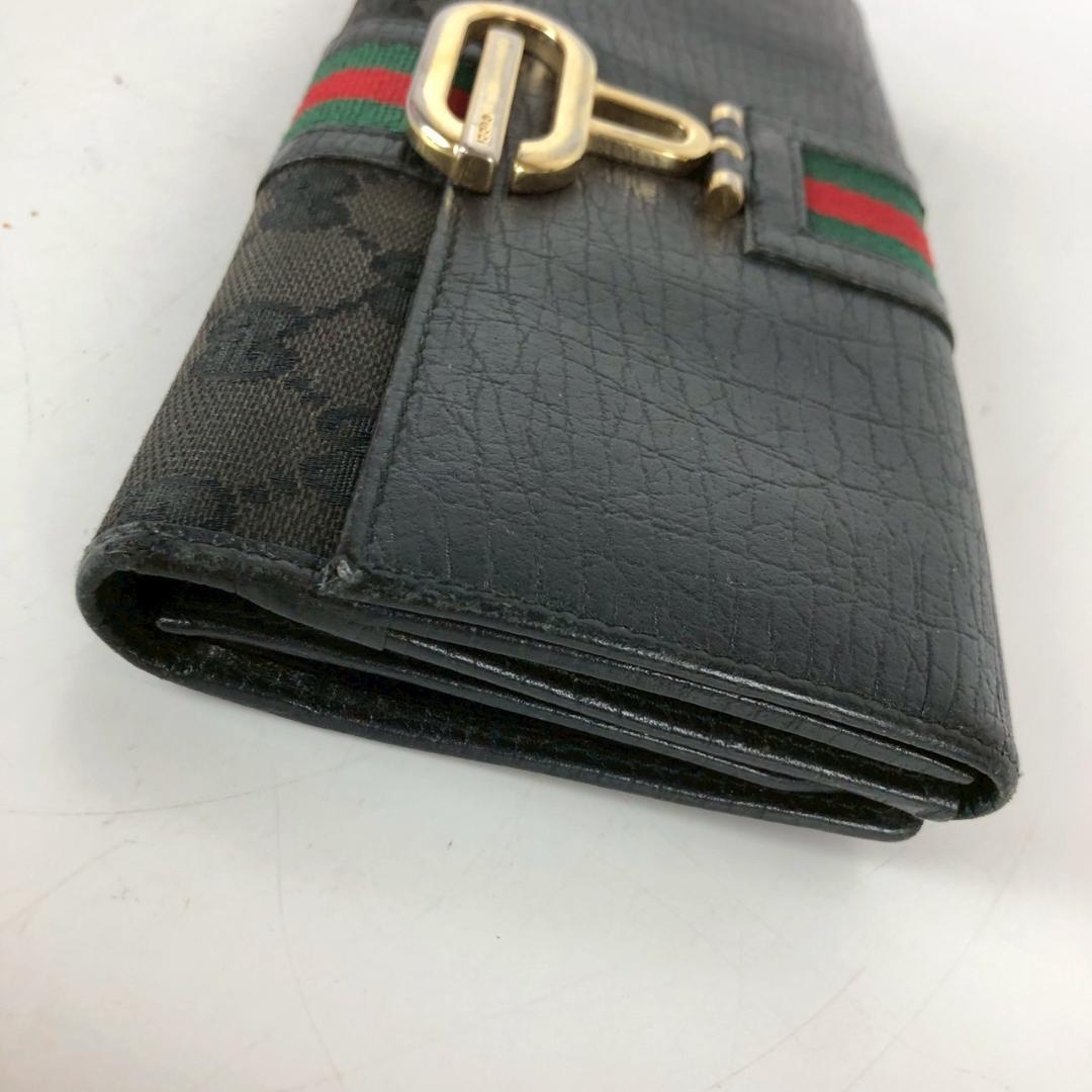 GUCCI グッチ GGキャンバス シェリーライン 長財布 ブラック