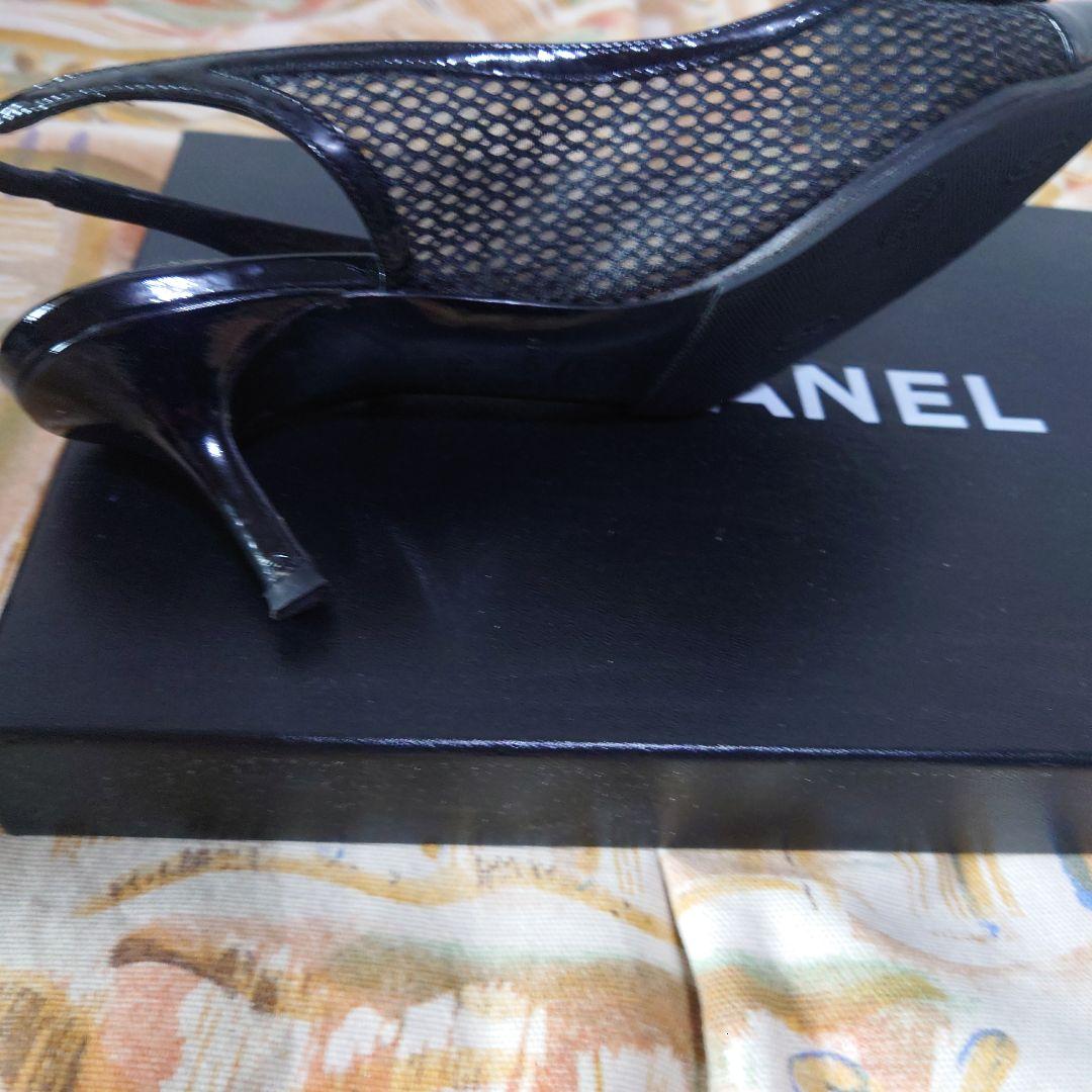 紅絹　CHANEL ブラック メッシュパンプス