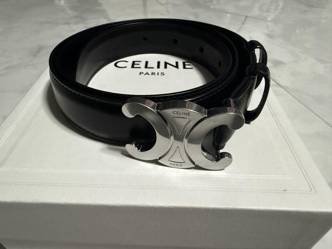 CELINE ブラックレザーベルト