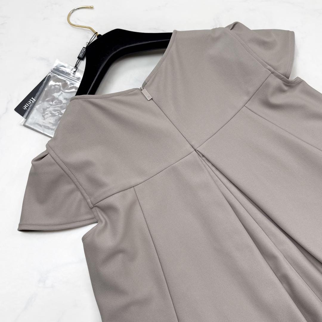Rene ルネ ♡ ストレッチ フレア ワンピース 34 リボン ベージュ