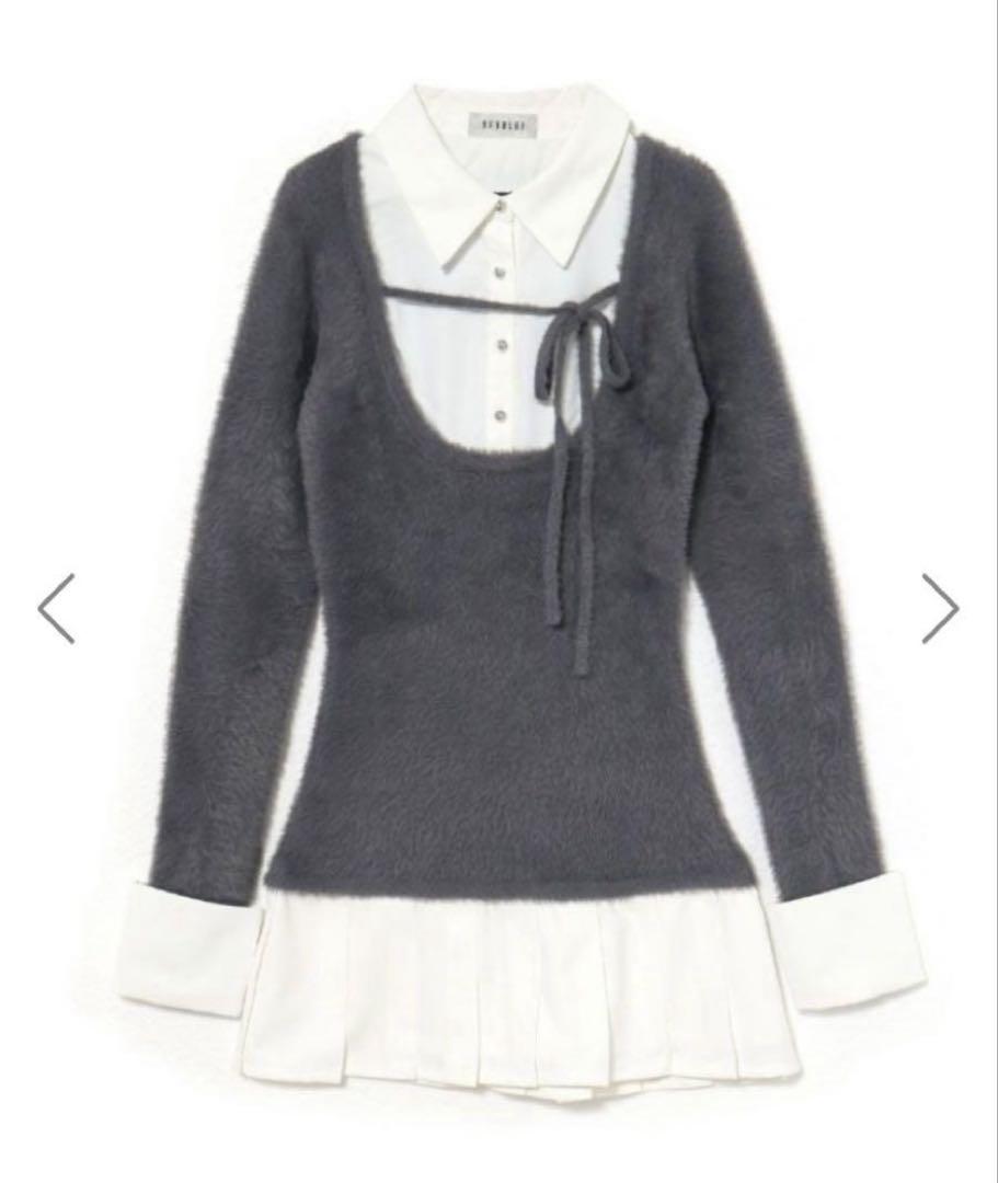 bubbles レイヤードプリーツニットワンピース bubbles レイヤードプリーツニットワンピース グレー M レディース