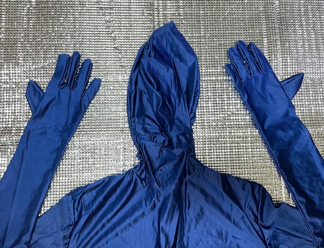 全身タイツ 光沢ツルスベ ゼンタイ 紺 ネイビー Lサイズ ZENTAI