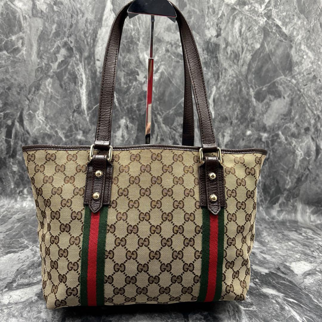 GUCCI トートバッグ GG柄 キャンバス シェリーライン ピンク