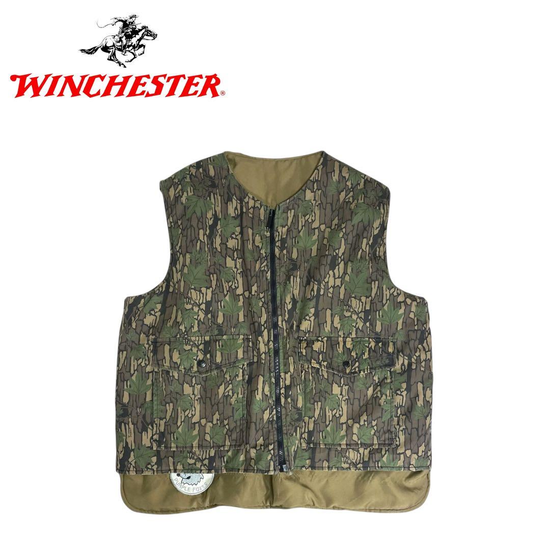 WINCHESTER 90s リバーシブル 中綿ベスト カモ柄 × 無地XL LL VINTAGE