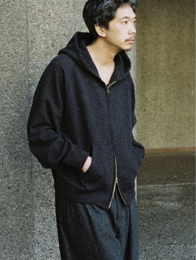 【LIDNM】WOOL CASHMERE ZIP HOODIE S
