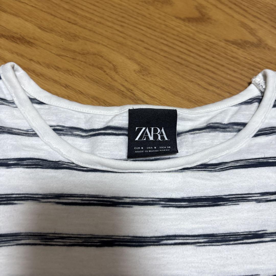 【ZARA】ナンバーストライプTシャツ ホワイト/ネイビーブルー 05048509401-e1.jpg?ts=