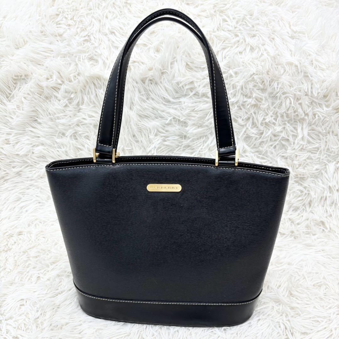 美品】BURBERRY レザー ハンドバッグ ノバチェック シルバー金具