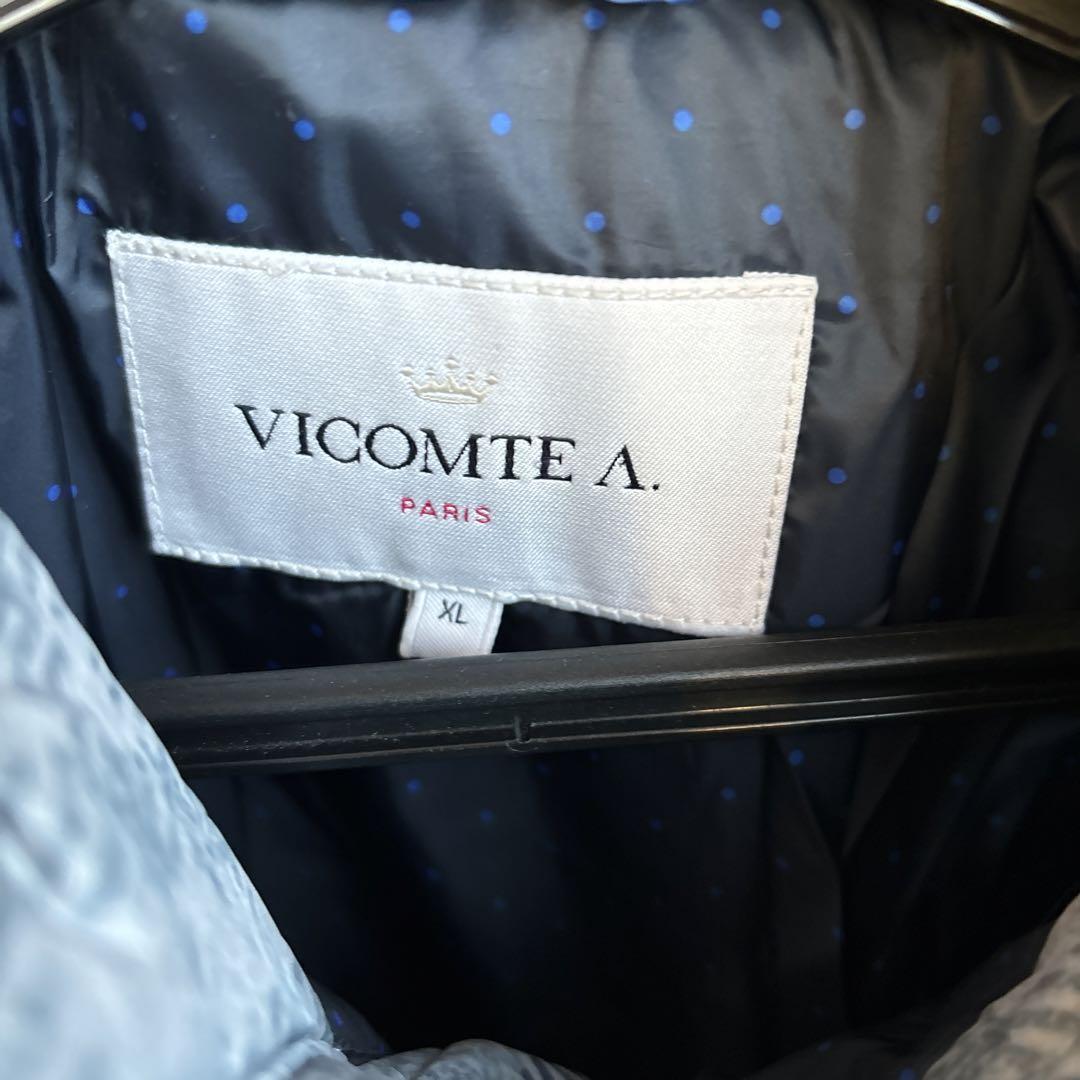 VICOMTE A. ダウンジャケット XL グレー/青 チェック柄
