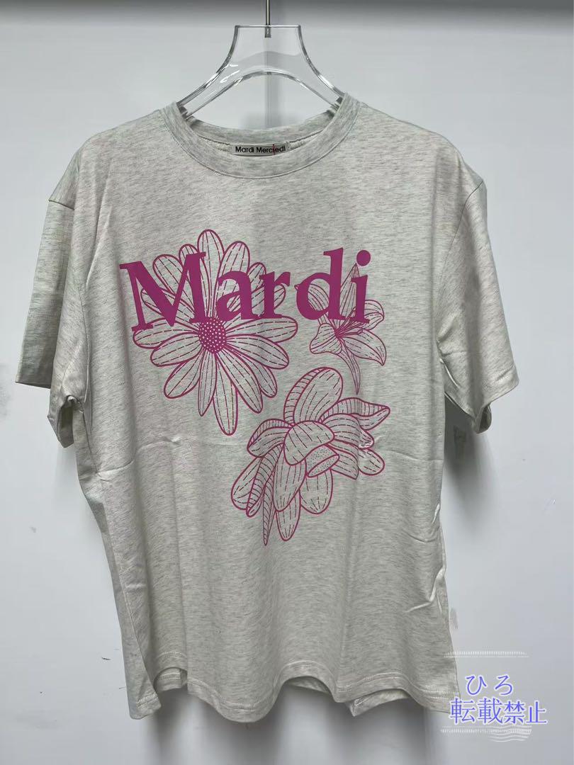 Mardi Mercredi 花柄プリント Tシャツ 半袖￼ グレー - トップス
