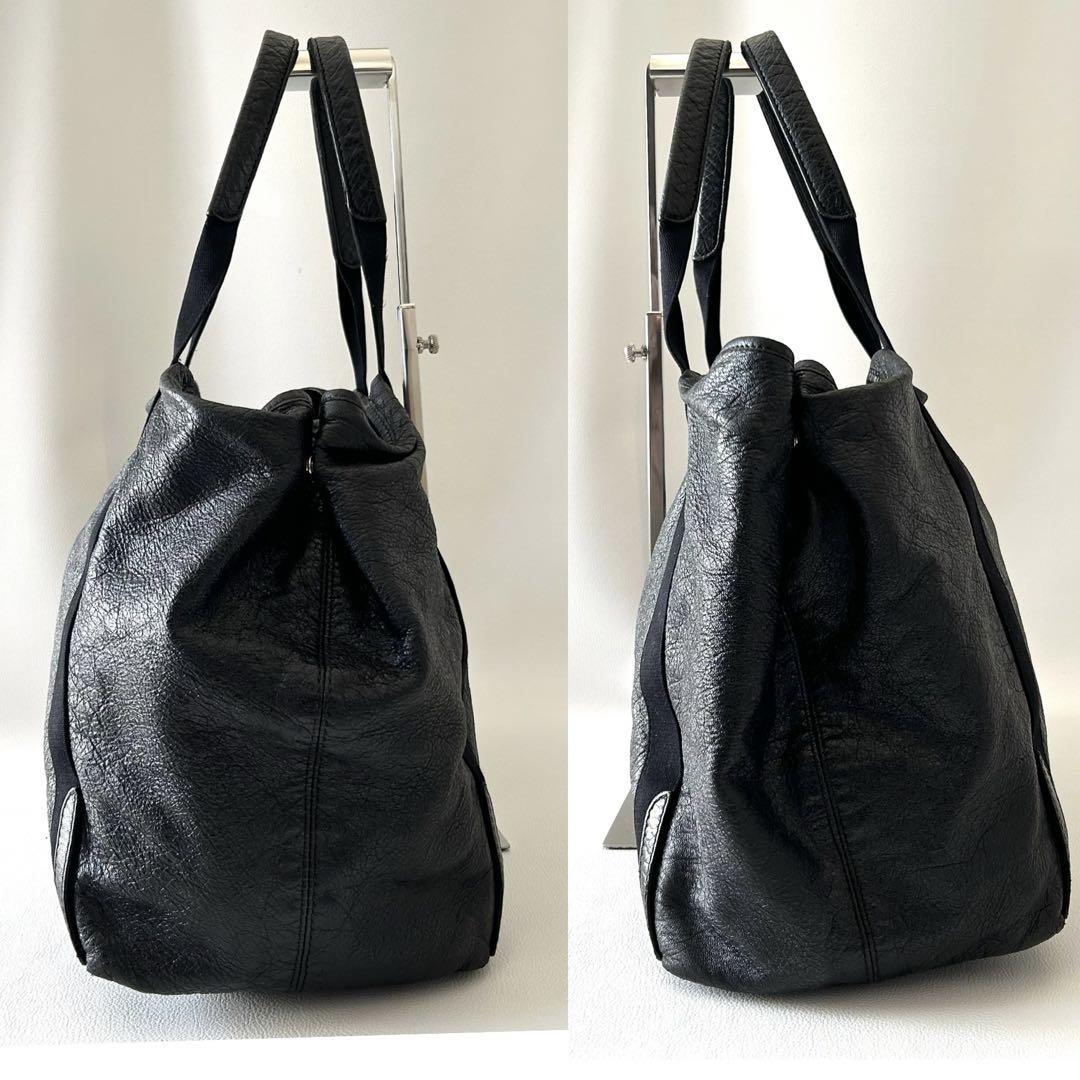 美品☆　バレンシアガ　ネイビーカバスM　レザー　トートバッグ バレンシアガ ネイビーカバスM レザー トートバッグ ブラック