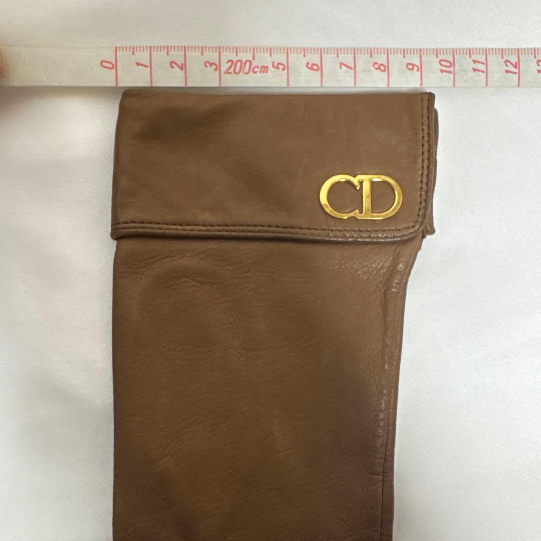 CD クリスチャン ディオール 手袋 革 レザー ブラウン 茶色