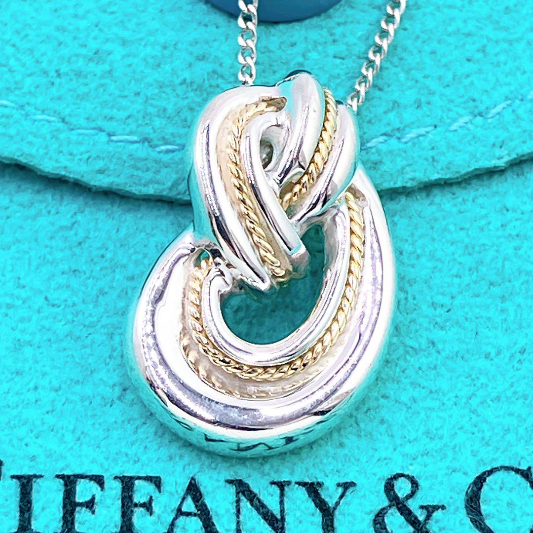 美品✨ティファニー ツイスト ノット コンビ ネックレス シルバー925 k18 画像2
